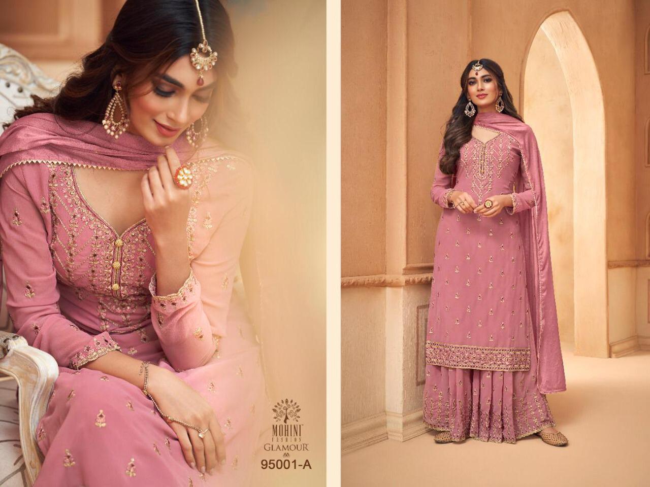Glamour 95001 Colors Exclusive Latest Fancy Designer Wedding Wear Embroidery Work Diamonds Stone Work Faux Georgette Salwar Suit Collection
